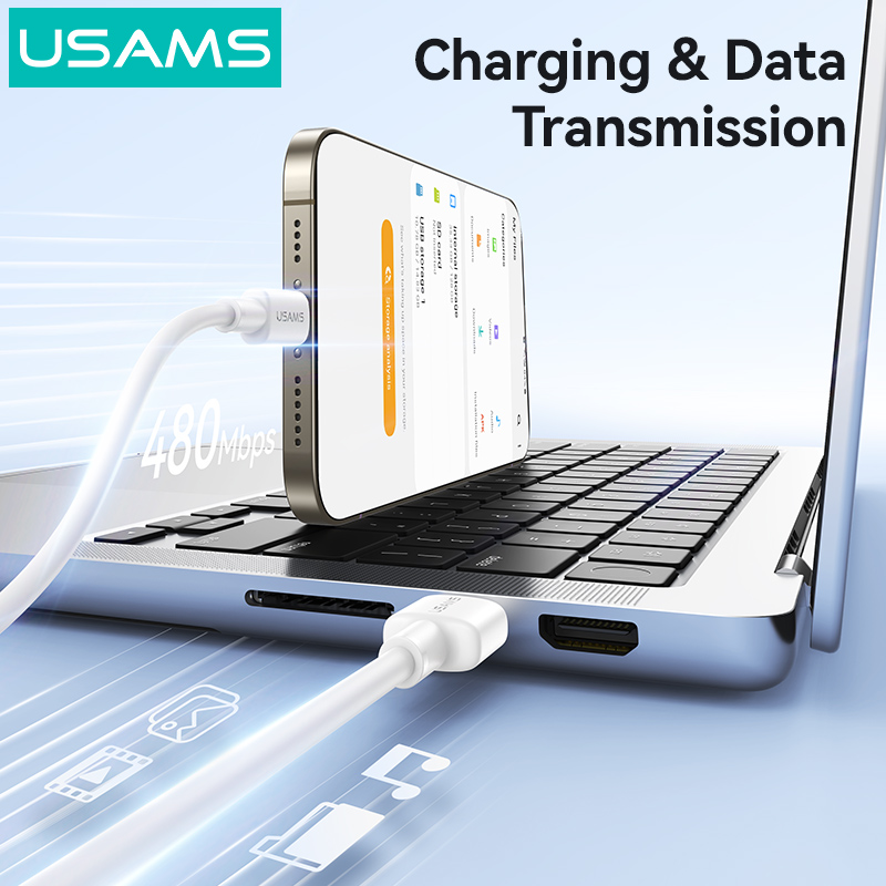 USAMS καλώδιο USB-C σε USB SJ761, 3A 18W, 480Mbps, 1m, λευκό - Image 3