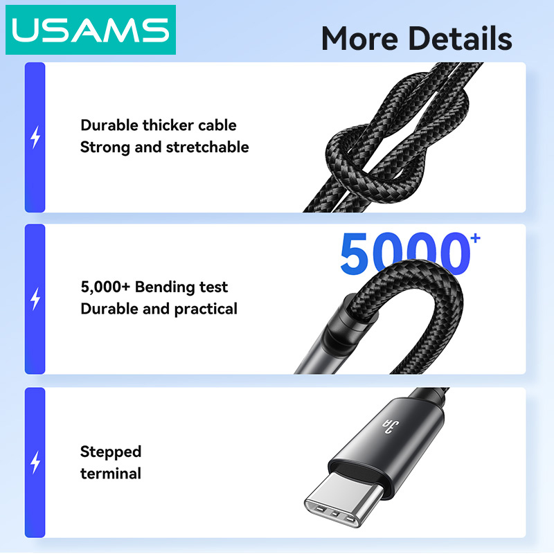 USAMS καλώδιο USB-C σε USB SJ767, 3A, 480Mbps, 1m, μαύρο - Image 2