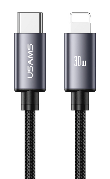 USAMS καλώδιο Lightning σε USB-C SJ770, 30W, 480Mbps, 1m, μαύρο
