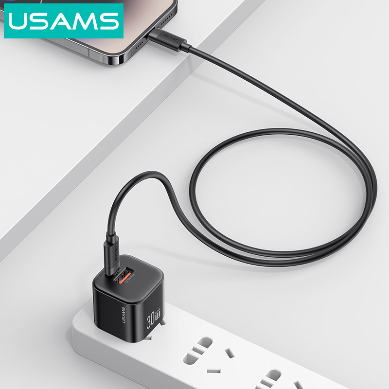 USAMS καλώδιο Lightning σε USB-C SJ781, 30W, 480Mbps, 1m, μαύρο - Image 2