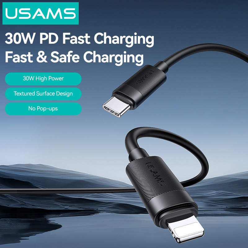 USAMS καλώδιο Lightning σε USB-C SJ781, 30W, 480Mbps, 1m, μαύρο - Image 3