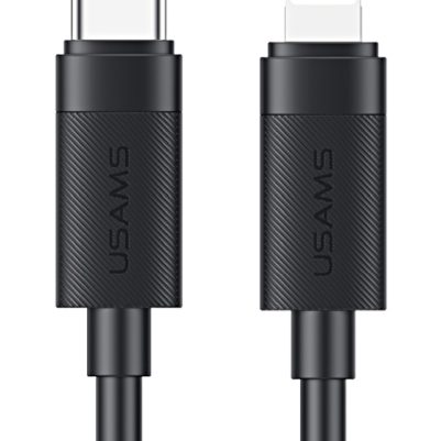USAMS καλώδιο Lightning σε USB-C SJ781, 30W, 480Mbps, 1m, μαύρο