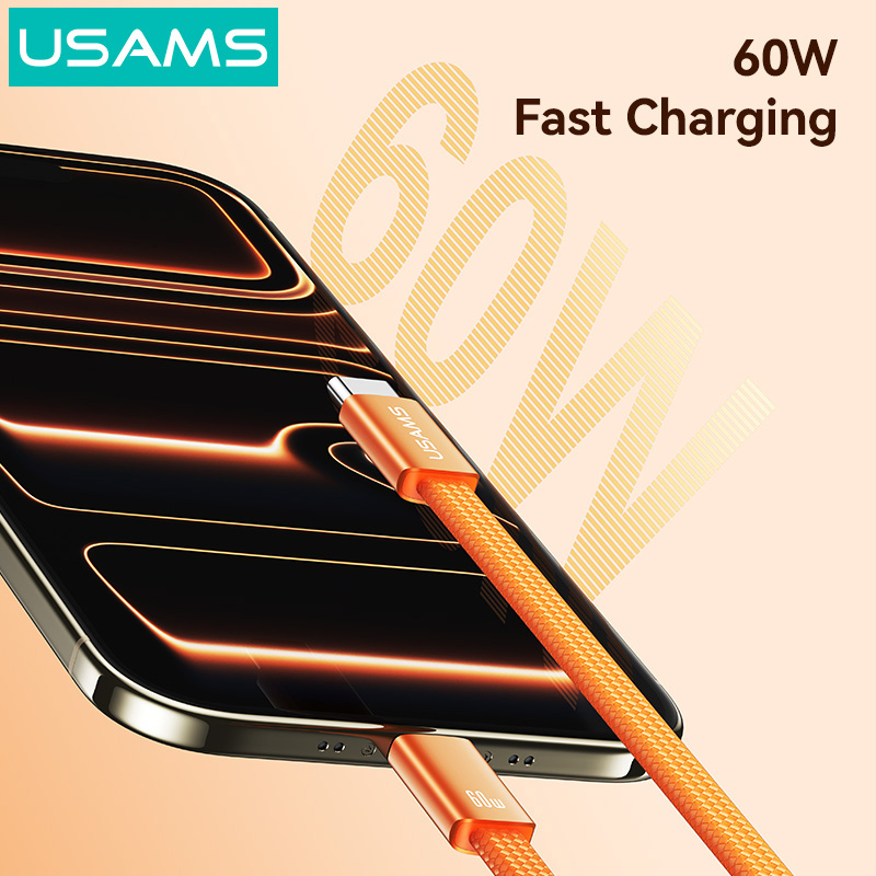 USAMS καλώδιο USB-C SJ783, 60W, 480Mbps, flat, 1.2m, μπλε - Image 3