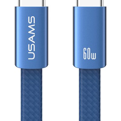 USAMS καλώδιο USB-C SJ783, 60W, 480Mbps, flat, 1.2m, μπλε