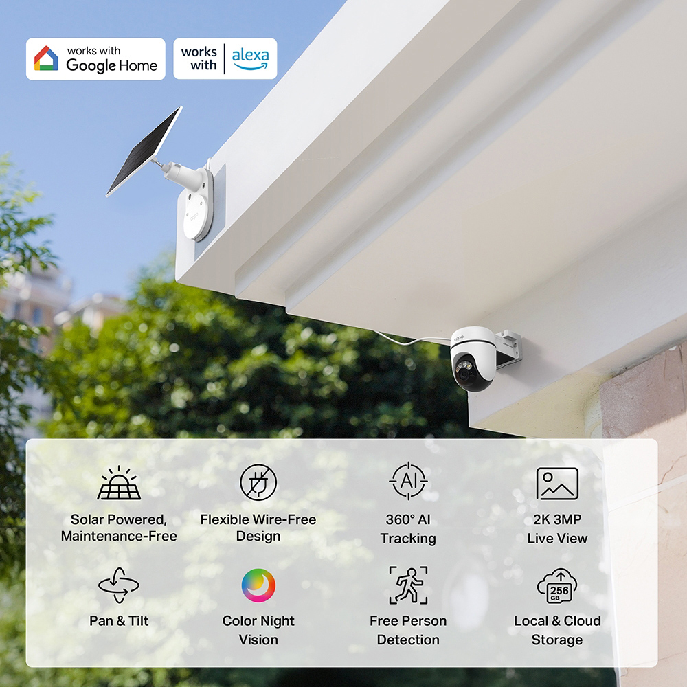 TP-LINK smart ηλιακή κάμερα Tapo C610 KIT, 2K/3MP, WiFi, PTZ, SD, IP65, EU/1.0 - Image 2