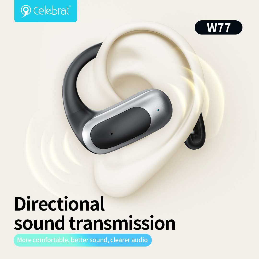 CELEBRAT earphones με θήκη φόρτισης W77, OWS, 12mm, 40/400mAh, μαύρα - Image 2