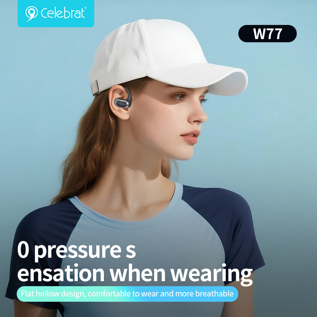 CELEBRAT earphones με θήκη φόρτισης W77, OWS, 12mm, 40/400mAh, μαύρα - Image 3