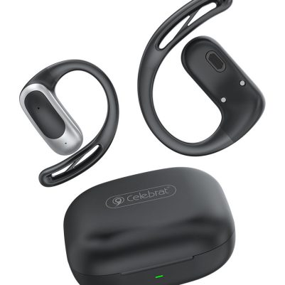 CELEBRAT earphones με θήκη φόρτισης W77, OWS, 12mm, 40/400mAh, μαύρα