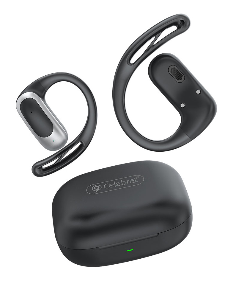 CELEBRAT earphones με θήκη φόρτισης W77, OWS, 12mm, 40/400mAh, μαύρα