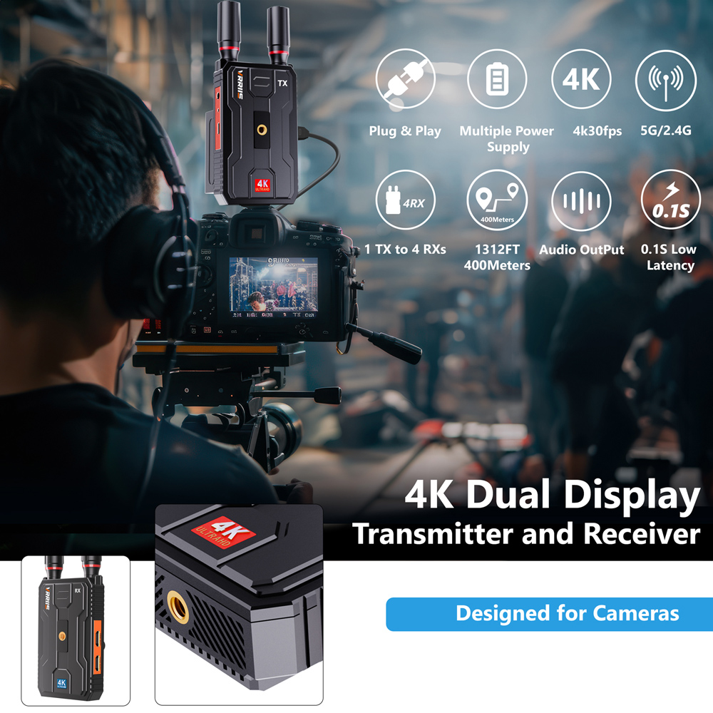 VRRIIS HDMI σύστημα ασύρματης μετάδοσης βίντεο WL097 Pro, 4K, 2.4/5GHz, έως 400m - Image 2