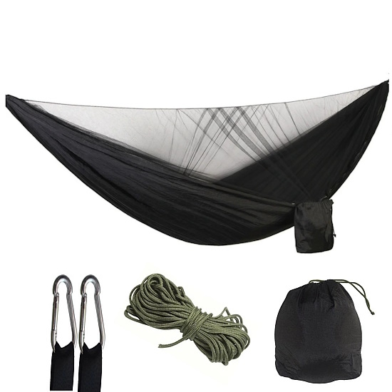 Kepeak Αιώρα Διπλή με Κουνουπιέρα Αυτόματη 260x140cm - Μαύρη BL007MSQAU