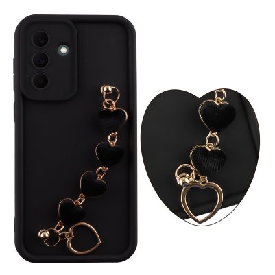 VOLTE-TEL SILICON TPU WITH STRAP ΘΗΚΗ SAMSUNG A57 5G A576 6.7in  FULL CAMERA PROTECTION BLACK WITH BLACK HEARTS