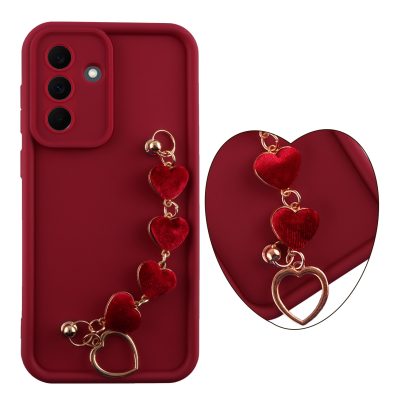 VOLTE-TEL SILICON TPU WITH STRAP ΘΗΚΗ SAMSUNG A57 5G A576 6.7in  FULL CAMERA PROTECTION BURGUNDY WITH RED HEARTS