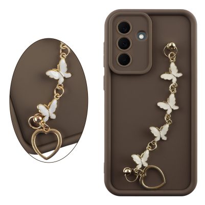 VOLTE-TEL SILICON TPU WITH STRAP ΘΗΚΗ SAMSUNG A37 5G A376 6.7in  FULL CAMERA PROTECTION BROWN WITH WHITE BUTTERFLIES