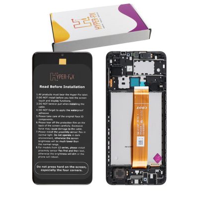 SAMSUNG A12 A125 ΟΘΟΝΗ PLS +TOUCH SCREEN + LENS + FRAME HF-GH82-24490A BLACK HYPER-FIX SERVICE PACK