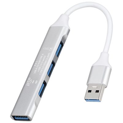 NSP N37 4 IN 1 USB-A 3.0 HUB TYPE A+USB 2.0 (3 ports) + USB 3.0 5Gbps (1 port) ALU SILVER