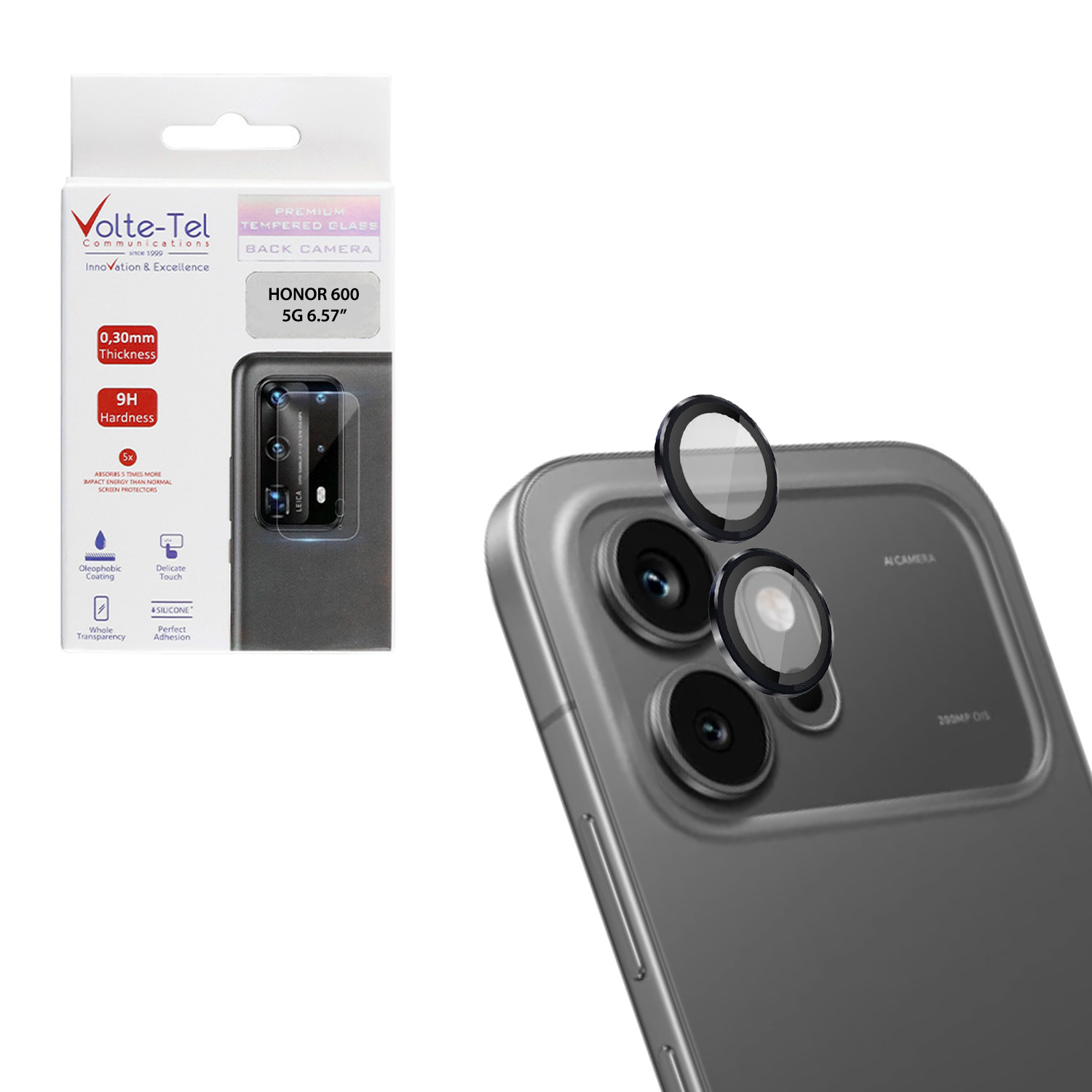 VOLTE-TEL CAMERA GLASS COVER HONOR 600 5G 6.57in 9H 0.33MM EASY APPLICATION BLACK