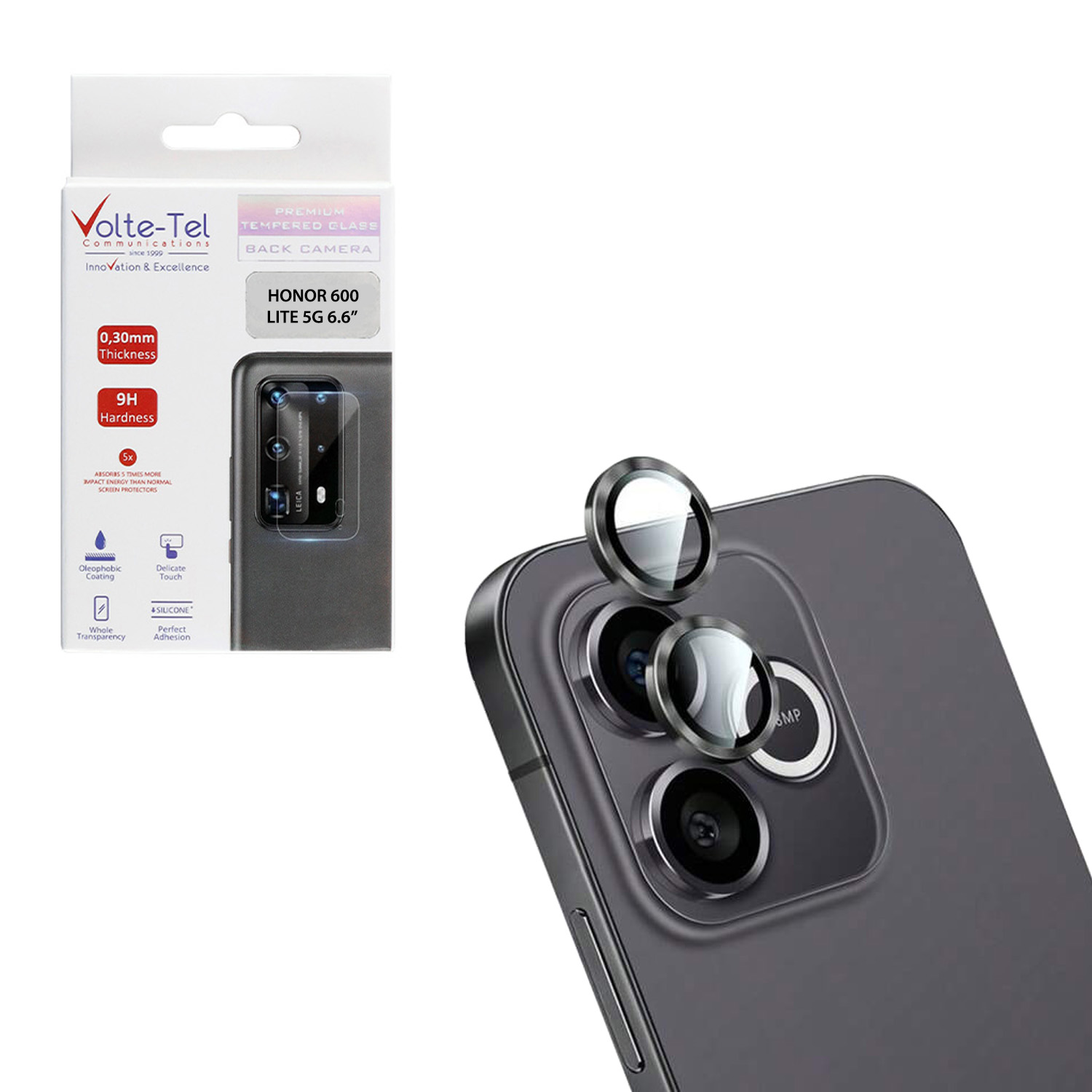 VOLTE-TEL CAMERA GLASS COVER HONOR 600 LITE 5G 6.6in 9H 0.33MM EASY APPLICATION BLACK