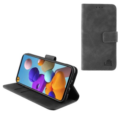 LIME ESSENTIAL ΘΗΚΗ SAMSUNG A21s A217 6.5in  MAGNET BOOK STAND CLIP GREY