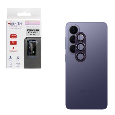 VOLTE-TEL CAMERA GLASS COVER SAMSUNG S26 5G/S26 PLUS 5G 6.3in 9H 0.30MM 3D AR ALUMINIUM-ELECTROPLATING FRAME PURPLE