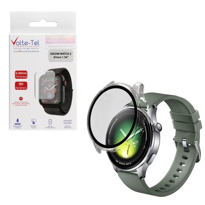 VOLTE-TEL PC EDGE COVER TEMPERED GLASS XIAOMI WATCH 5 47mm 1.54in 9H 0.30mm 3D FULL GLUE FULL COVER TRANSPARENT
