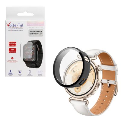 VOLTE-TEL PC EDGE COVER TEMPERED GLASS HUAWEI WATCH GT 6 41mm 1.32in 9H 0.30mm 3D FULL GLUE FULL COVER BLACK