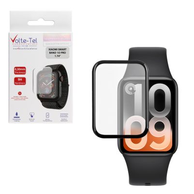 VOLTE-TEL PLEXI TEMPERED GLASS XIAOMI SMART BAND 1O PRO 3D EDGE 1.74in 0.30mm FULL GLUE FULL COVER BLACK