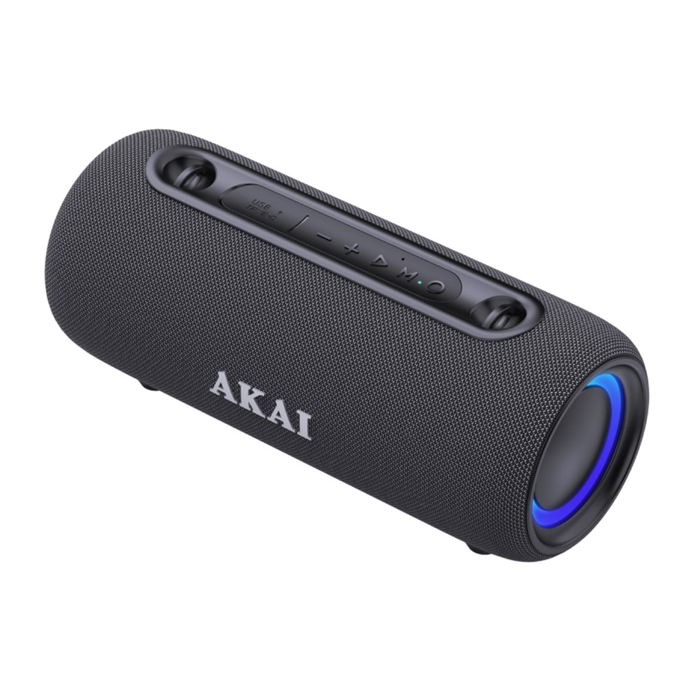 AKAI ABTSW-40 ΦΟΡΗΤΟ ΑΔΙΑΒΡΟΧΟ ΗΧΕΙΟ IPX5 ME ΥΦΑΣΜΑ, BLUETOOTH V5.3 15W, USB, AWS, HANDSFREE, RGB LIGHTS & ΙΜΑΝΤΑ ΩΜΟΥ RMS BLACK
