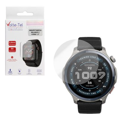 VOLTE-TEL TEMPERED GLASS AMAZFIT WATCH BALANCE 2 47MM 1.5in 9H 0.30mm 2.5D FULL GLUE FULL COVER