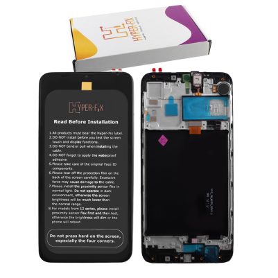 SAMSUNG A10 A105 ΟΘΟΝΗ IPS +TOUCH SCREEN + LENS + FRAME HF-GH82-19367A BLACK HYPER-FIX SERVICE PACK
