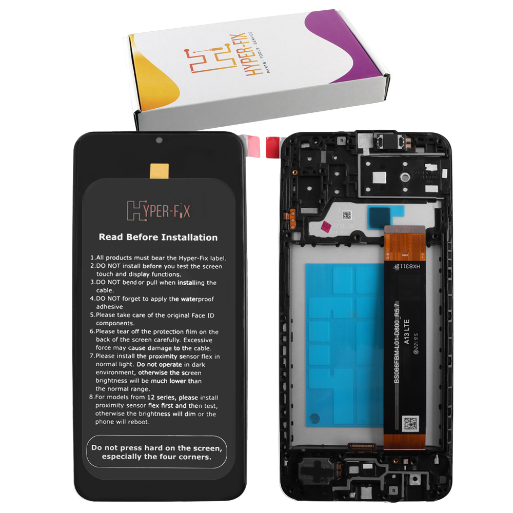 SAMSUNG A13 4G A135 ΟΘΟΝΗ PLS + TOUCH SCREEN + LENS + FRAME HF-GH82-28508A BLACK HYPER-FIX SERVICE PACK