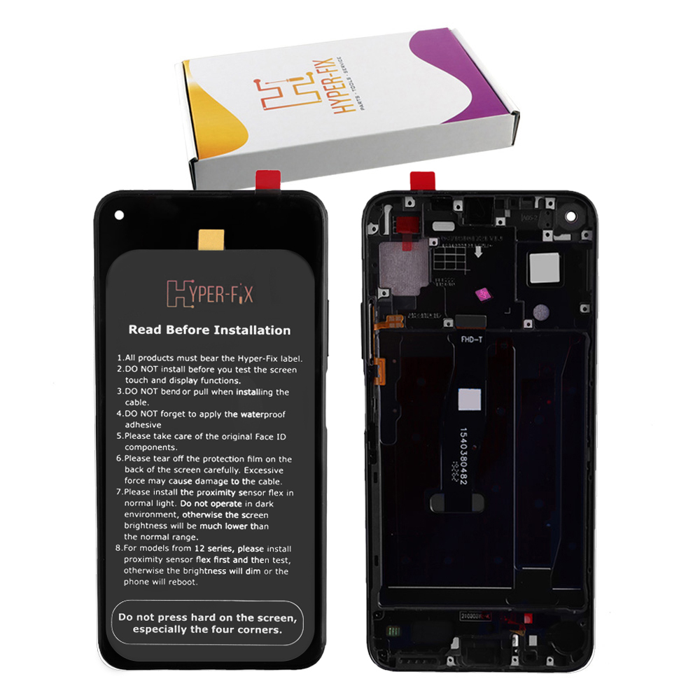 HONOR 20/HUAWEI NOVA 5T ΟΘΟΝΗ IPS + TOUCH SCREEN + LENS + FRAME HF-02352TMU BLACK HYPER-FIX SERVICE PACK
