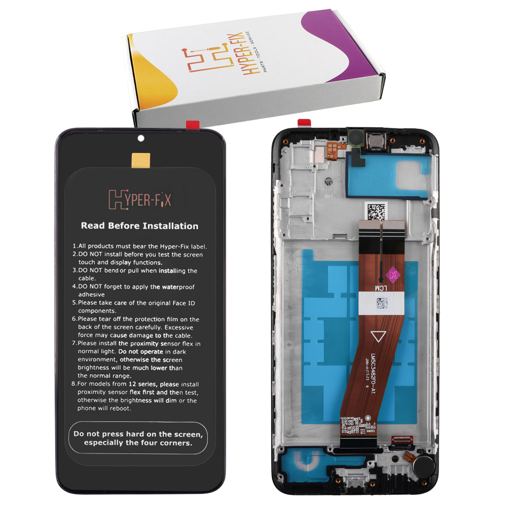 SAMSUNG A03s A037F ΟΘΟΝΗ PLS +TOUCH SCREEN + LENS + FRAME HF-GH81-21232A BLACK HYPER-FIX SERVICE PACK