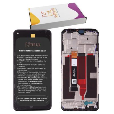 REALME 8 5G/NARZO 30 5G ΟΘΟΝΗ AMOLED + TOUCH SCREEN + LENS + FRAME HF-4906662 BLACK HYPER-FIX SERVICE PACK