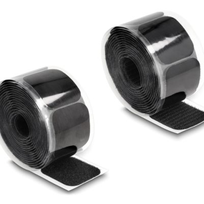 DELOCK αυτοκόλλητα τύπου Velcro 19106 σε ρολό 3m, 45x50mm, μαύρο