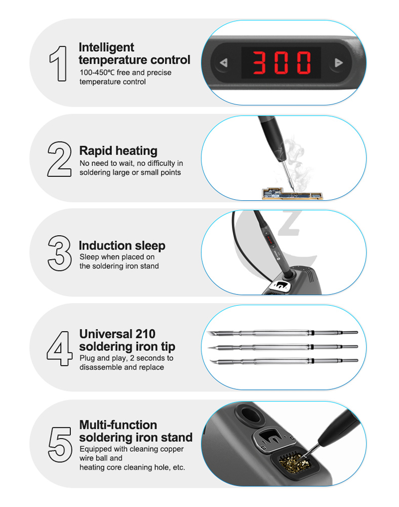 SUNSHINE σταθμός κόλλησης 210 Pro με κολλητήρι, 110W, 100~450 °C - Image 3