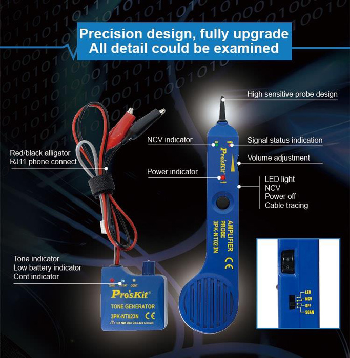 PROSKIT tester καλωδίων 3PK-NT023N, NCV 90~1000V - Image 3