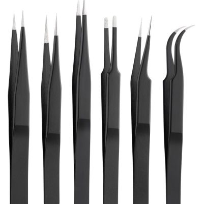 GOOBAY σετ τσιμπίδες 41256, ανοξείδωτες, αντιστατικές, μαύρο, 6τμχ