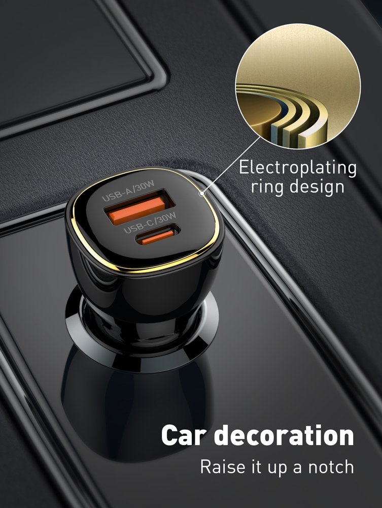 LDNIO φορτιστής αυτοκινήτου C103 με καλώδιο USB-C, USB/USB-C, 60W, μαύρος - Image 3