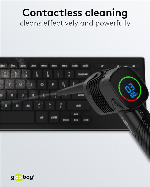 GOOBAY ηλεκτρικό air duster 61667, LED οθόνη, 46.8W, 2000mAh, μαύρο - Image 2