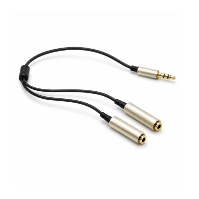 Audio cable JACK 3.5st M - 2 JACK 3.5st F gold L.0,2M