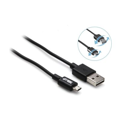 Reversible cable USB A m - Micro USB m black L. 1,0 mt