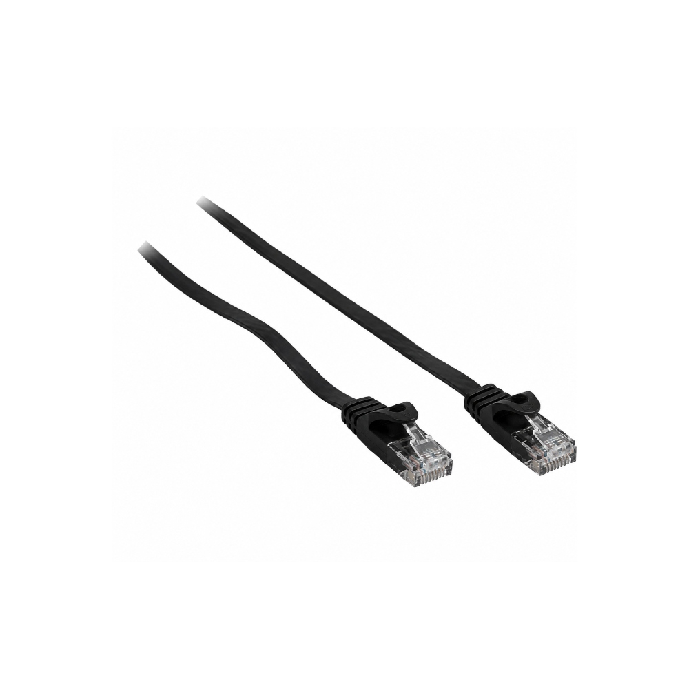 CAT 6 Network Cable U/UTP, Flat, 30AWG, Pure Copper, Black, L.3,0 m