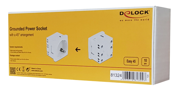 DELOCK module πρίζας ρεύματος Easy 45 81324, 45°, 45x45mm, 10τμχ - Image 3