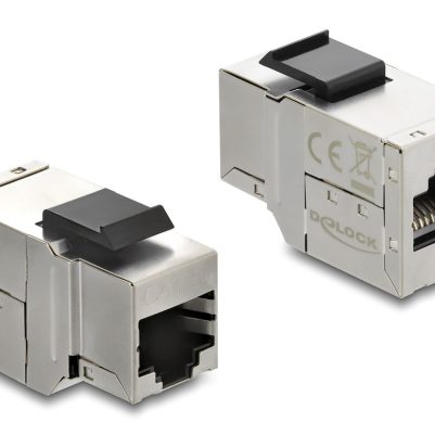 DELOCK Keystone module RJ45 90835, θηλυκό σε θηλυκό, Cat 6A STP, ασημί