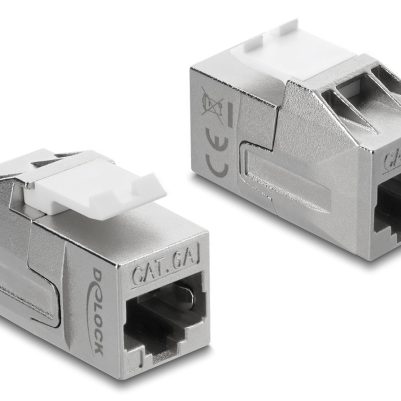 DELOCK Keystone module RJ45 91122, θηλυκό σε θηλυκό, Cat 6A STP, ασημί