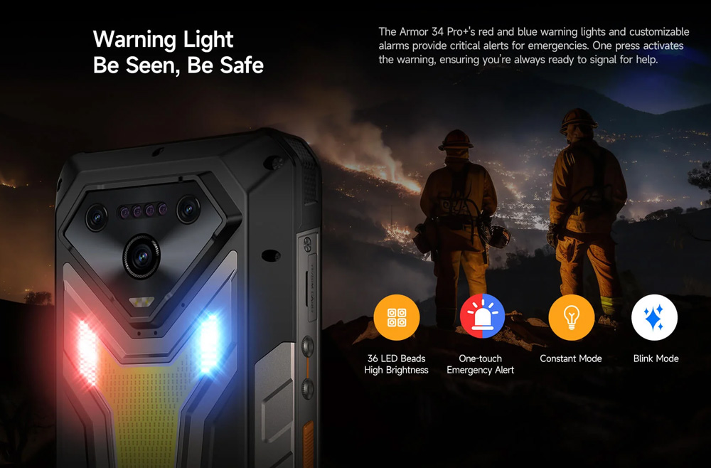 ULEFONE smartphone Armor 34 Pro Plus με βιντεοπροβολέα, 6.95", 5G, 16/512GB, 25500mAh, IP68/IP69K/MIL-STD-810H, μαύρο - Image 3