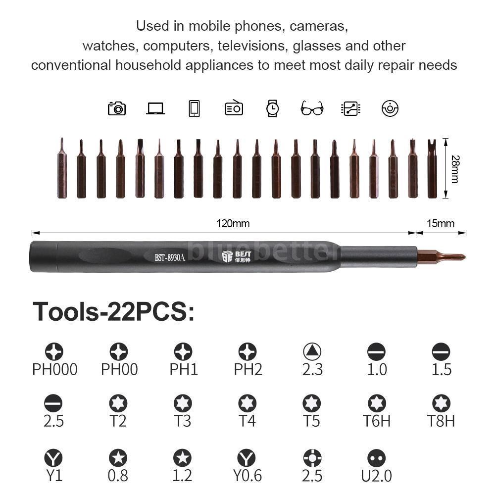 BEST set κατσαβιδιών ακριβείας BST-8930A, 22 τεμάχια - Image 3
