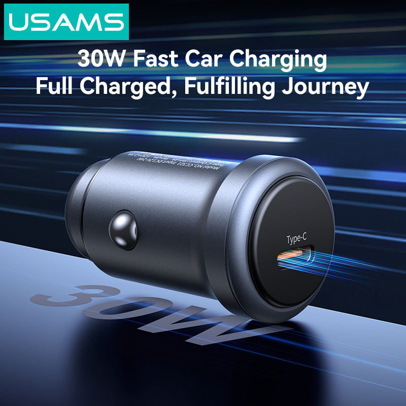USAMS φορτιστής αυτοκινήτου CC321, USB-C, 30W, γκρι - Image 3