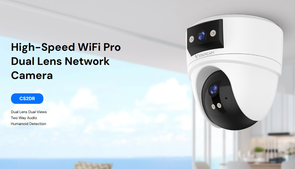 VSTARCAM smart κάμερα CS2DR, 3MP, dual lens, WiFi, PTZ, SD - Image 2
